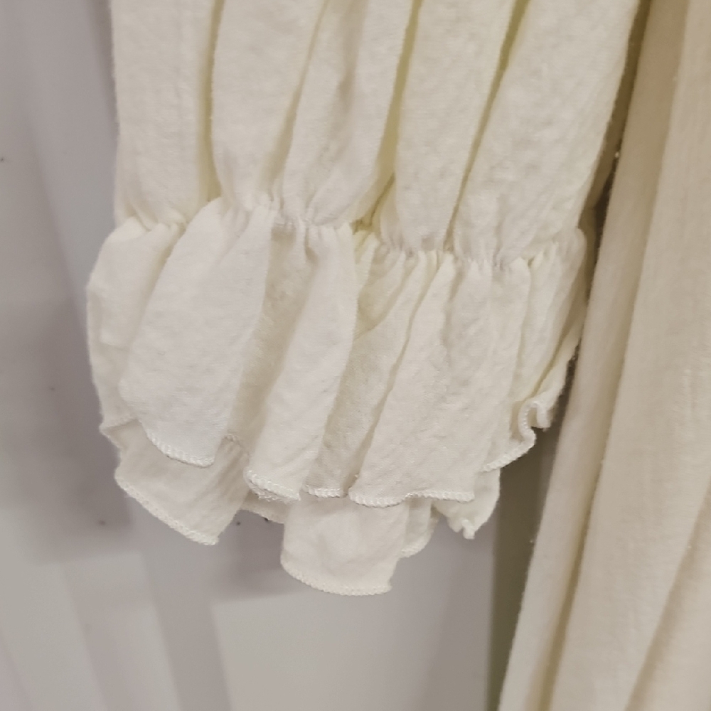 Cream Ruffled Cold Shoulder Midi Sundress - Picture 4 of 5
